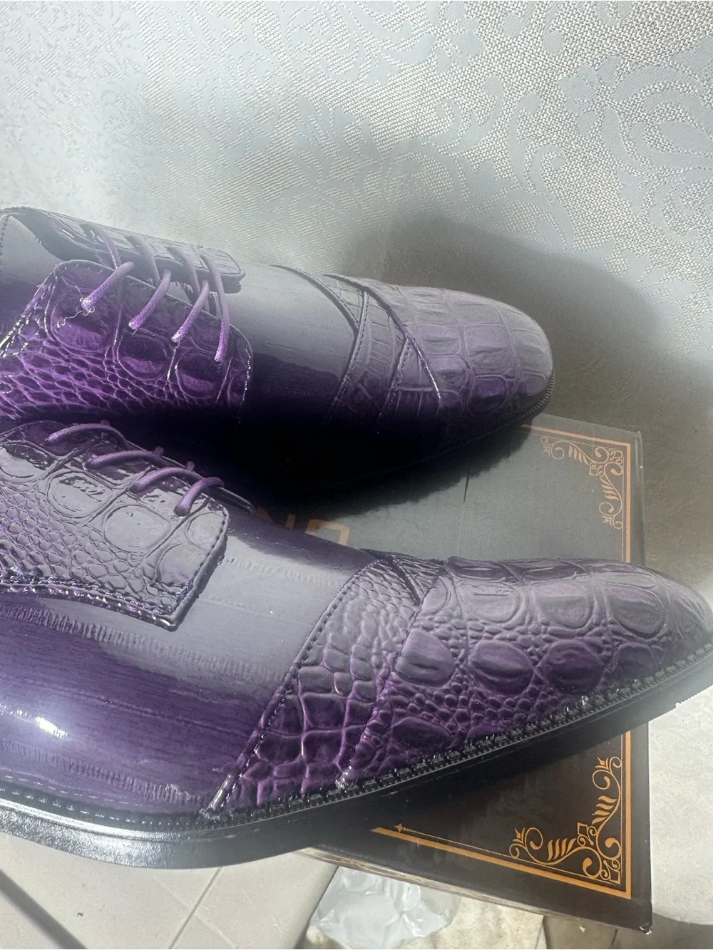 Bolano Bandit-049 Purple Faux Leather Men's Dress Oxford Shoes Size 12 Lace-Up